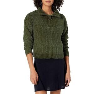 SUPPLIES BY UNIONBAY NEW $50 Zip Mock Neck Chenille Sweater Ponderosa Large